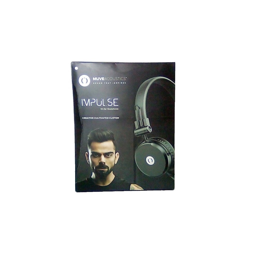 Muve Acoustic Impulse On Ear Headphones Microphone And Play/pause Button BLACK